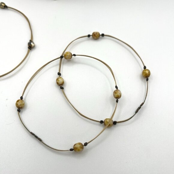 Seasonal Whispers Wire & Crystal Necklace & Bracelet Set Minimalist Bead Jewelry - Picture 9 of 10